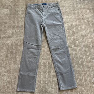 Talbots High Waist Corduroy Pants Women's 8 Gray Straight Leg Casual Stretch.